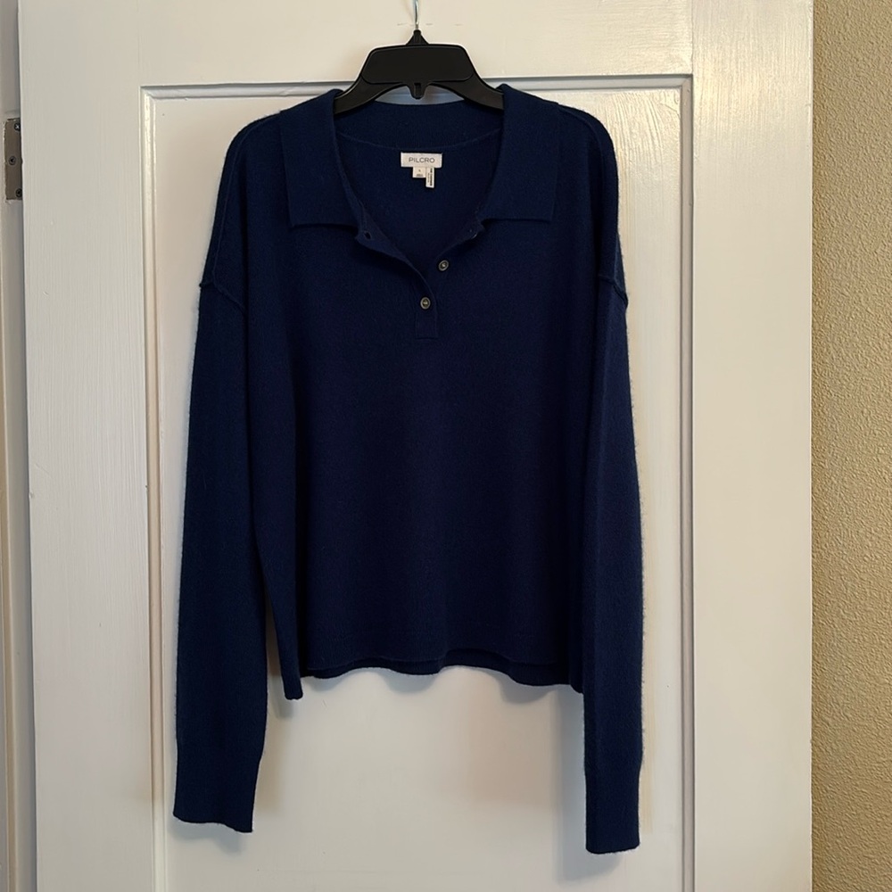 Pilcro Cashmere Polo Sweater L